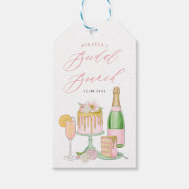 Wasserfarbener Champagner und Blumenbrunch Geschenkanhänger