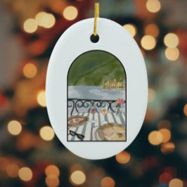 Wasserfarbener Comer See Italien Keramik Ornament