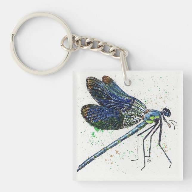 Wasserfarbener Dragonfly-Schlüsselanhänger Schlüsselanhänger (Vorderseite)