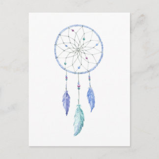 Wasserfarbener Dreamcatcher mit 3 Feathers Postkarte