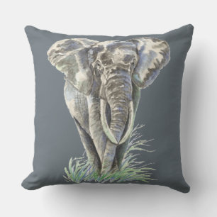 Wasserfarbener Elefant Wildlife Tierart Kissen Für Draußen