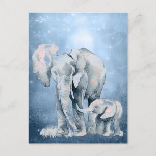 Wasserfarbener Elefant Wildnis Natur   Postkarte