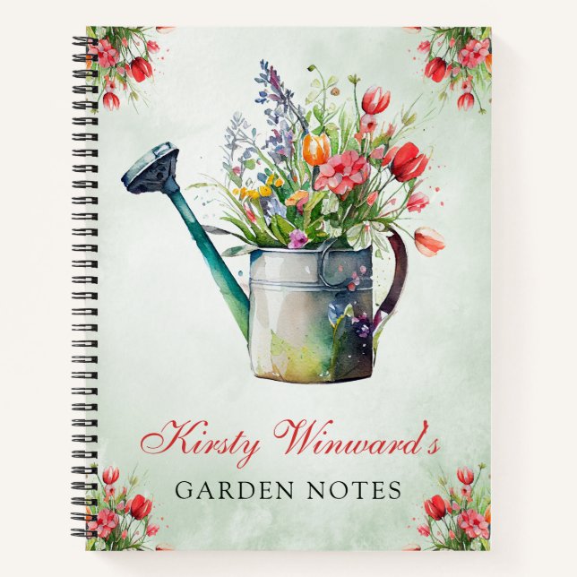 Wasserfarbener Frühling Blumenwasser Garten Hinwei Notizbuch (Vorderseite)