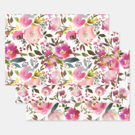 Wasserfarbener Frühling Geschenkpapier Set