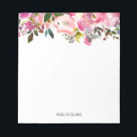 Wasserfarbener Frühling Personalisiert Notizblock<br><div class="desc">Dieses florale Notizblock zeigt Aquarellbilder von lebhaften Blume und Blattwerk. Personalisieren Sie diese,  indem Sie den Namen ändern oder einen Text Ihrer Wahl hinzufügen. Dieses Notizblock ist ein personalisiertes Geschenk.</div>