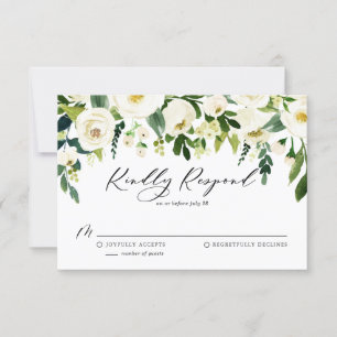 Wasserfarbener Frühling Weiße Blume Garland Hochze RSVP Karte