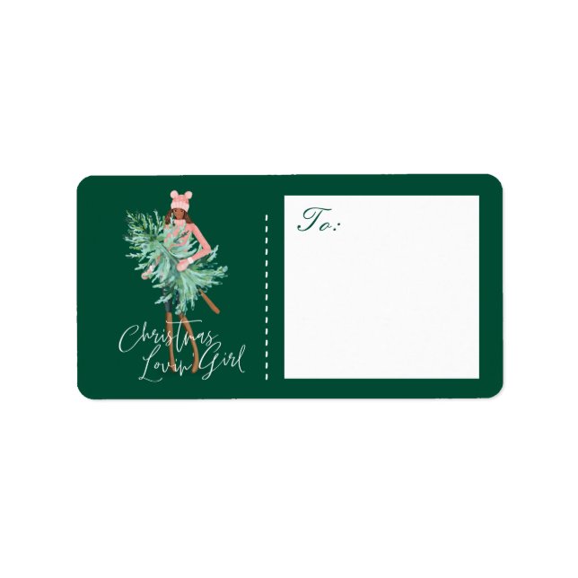 Wasserfarbener Girl Adressaufkleber (Vorne)