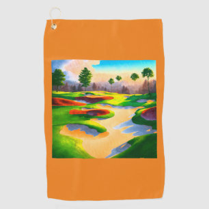 Wasserfarbener Golfplatz Utopia Golfhandtuch