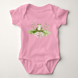 Wasserfarbener grüner Frosch Baby Strampler