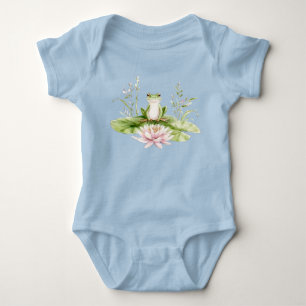 Wasserfarbener grüner Frosch  Baby Strampler