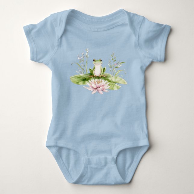 Wasserfarbener grüner Frosch  Baby Strampler (Vorderseite)