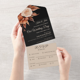 Wasserfarbener Herbst Elegance-Hochzeit All In One Einladung