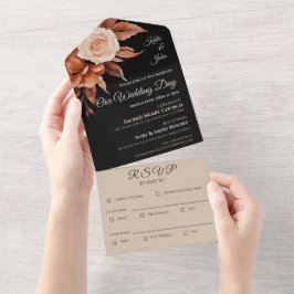 Wasserfarbener Herbst Elegance-Hochzeit All In One Einladung