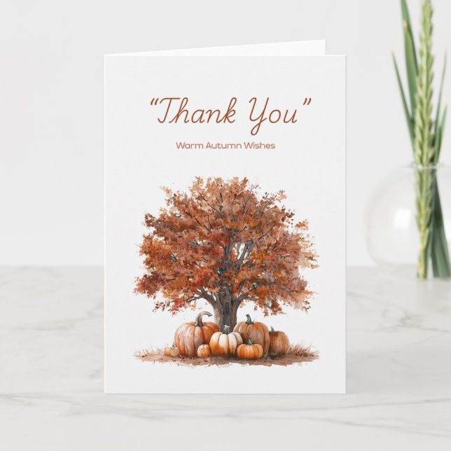 Wasserfarbener Herbstbaum mit Pumpkins Karte (Vorderseite)