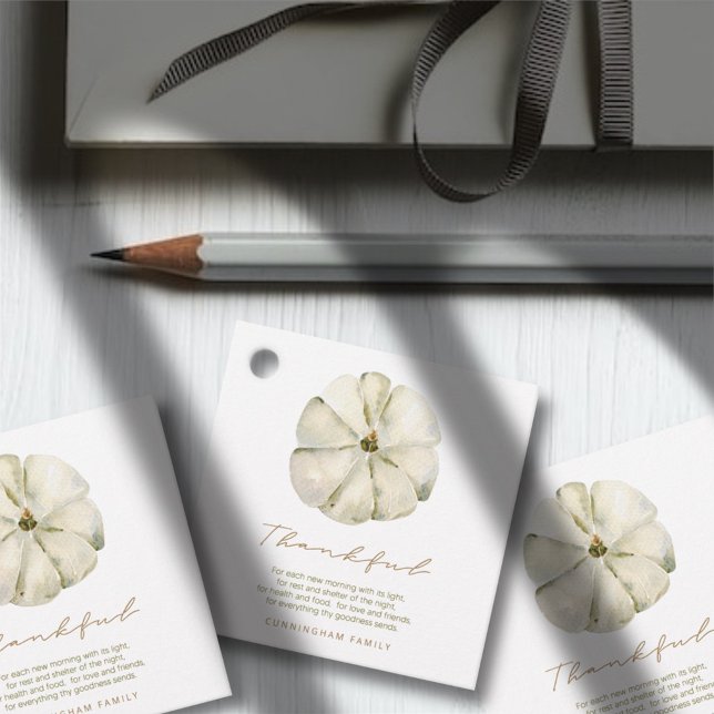 Wasserfarbener Herbstpumpen Dankbarer Erntedank Geschenkanhänger (Von Creator hochgeladen)