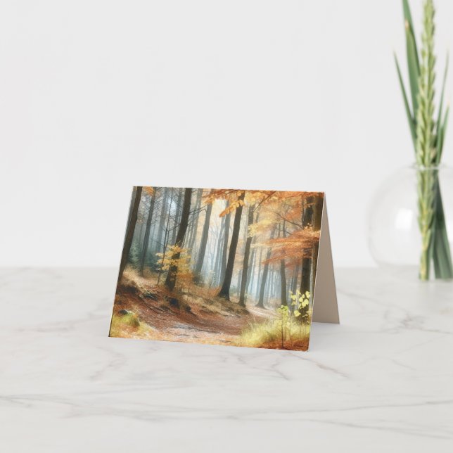 Wasserfarbener Herbstwald: Lebhafter Fall Art Dankeskarte (Vorderseite)