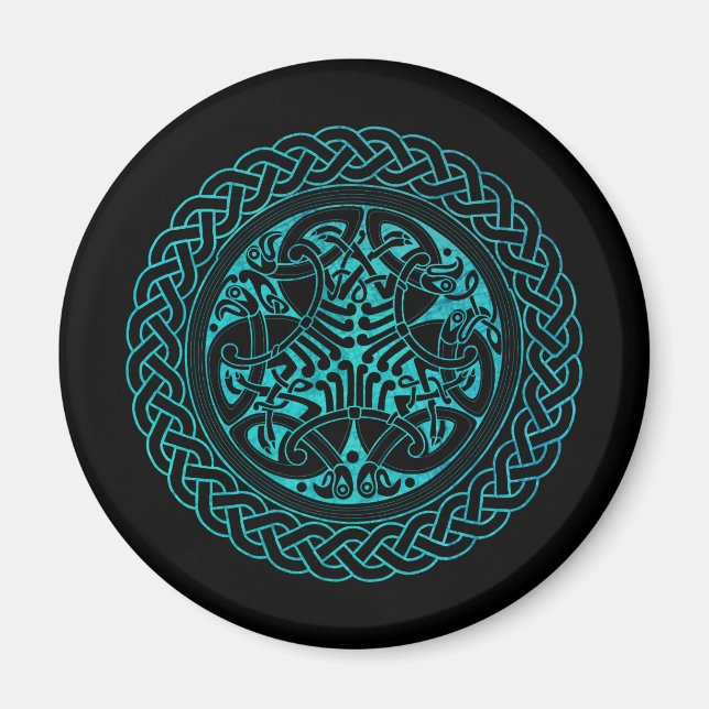 Wasserfarbener Himmelsknotenring mit Vögeln Magnet (Vorne)