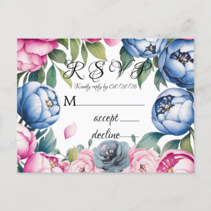 Wasserfarbener Hochzeitsplatz Rosa und Blau-UAWG Einladungspostkarte
