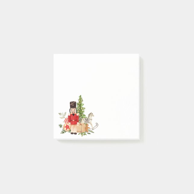 Wasserfarbener Holiday Nutcracker Weihnachtsbaum Post-it Klebezettel (Vorderseite)