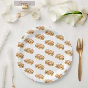 Wasserfarbener Hot-Dog-Kindergeburtstag Pappteller