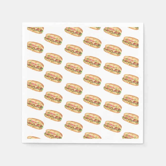 Wasserfarbener Hot-Dog-Kindergeburtstag Serviette (Vorderseite)