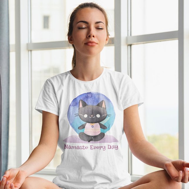 Wasserfarbener Katze Yoga Lover Mama Lehrerin - Fr T-Shirt (Cute Cat Yoga Lover Teacher Mom Women Gift)