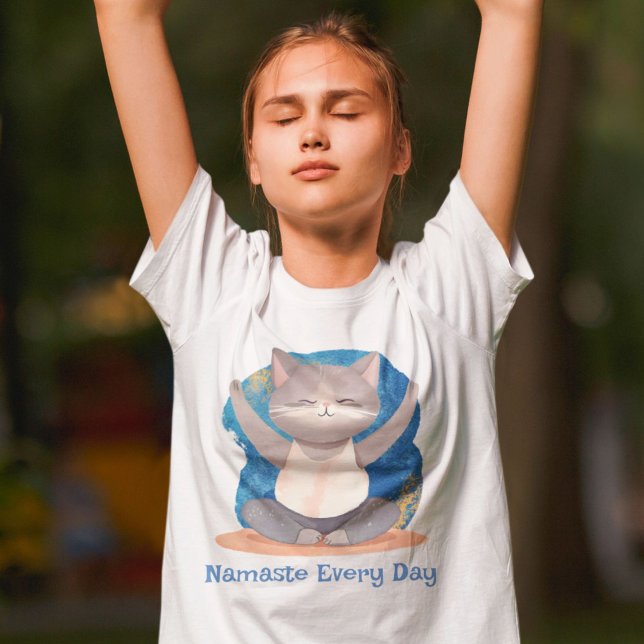 Wasserfarbener Katze Yoga Lover Mama Lehrerin - Fr T-Shirt (Cute Cat Yoga Lover Teacher Mom Women Gift)