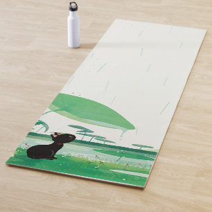 Wasserfarbener Katzenfrosch im Regen Yogamatte