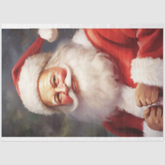 Wasserfarbener Klassiker Santa Claus lächelt roten Seidenpapier