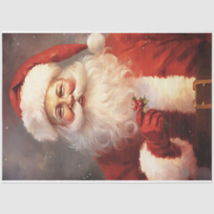 Wasserfarbener Klassiker Santa Claus lächelt roten Seidenpapier