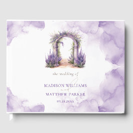 Wasserfarbener Lavendel-Garten Hochzeit Gästebuch