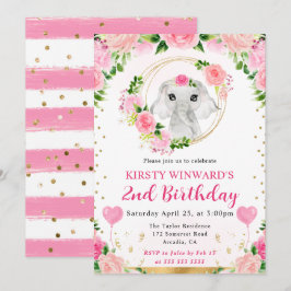 Wasserfarbener Niedlicher Dschungel Elephant Kinde Einladung