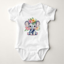 Wasserfarbener Niedlicher Elefant mit Blume