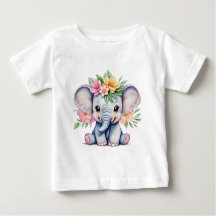 Wasserfarbener Niedlicher Elefant mit Blume