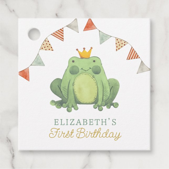 Wasserfarbener Niedlicher Frosch Geburtstag Geschenkanhänger (Vorderseite)