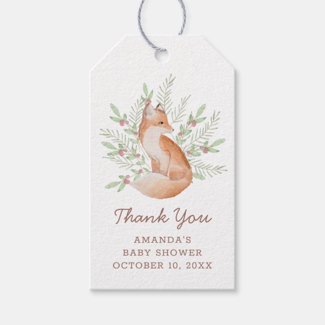 Wasserfarbener niedlicher Fuchs. Tierbabydusche da Geschenkanhänger (Vorderseite)