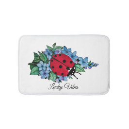 Wasserfarbener Niedlicher Ladybird mit blauen Blum Badematte