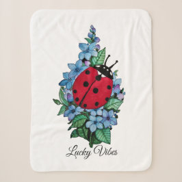 Wasserfarbener Niedlicher Ladybird mit blauen Blum Sherpadecke