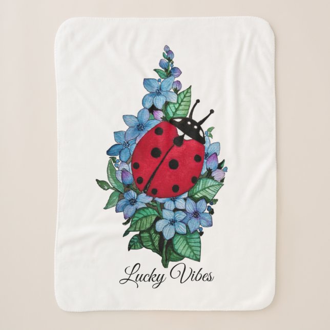 Wasserfarbener Niedlicher Ladybird mit blauen Blum Sherpadecke (Vorderseite)
