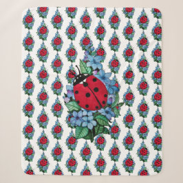 Wasserfarbener Niedlicher Ladybird mit blauen Blum Sherpadecke