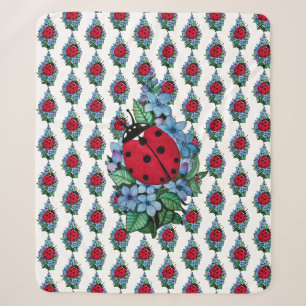 Wasserfarbener Niedlicher Ladybird mit blauen Blum Sherpadecke