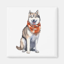 Wasserfarbener Niedlicher sibirischer Husky-Hund
