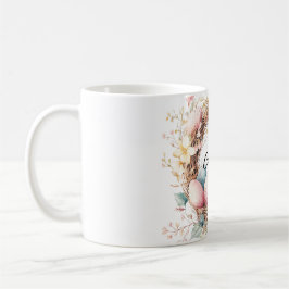 Wasserfarbener Osterreich mit Eiern und Blume Kaffeetasse