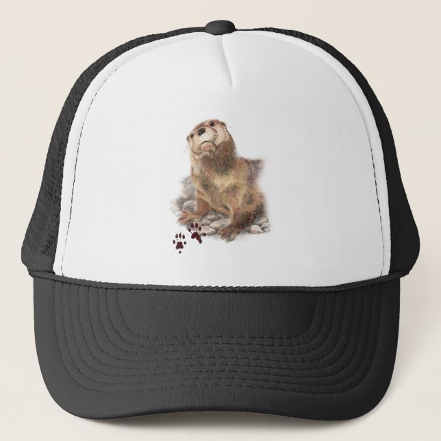 Wasserfarbener Otter Natur Truckerkappe (Vorderseite)