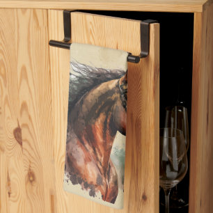 Wasserfarbener Pferdezuchtbetrieb Geschirrtuch