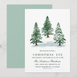 Wasserfarbener Pine Tree Chic Weihnachtsabend Einladung