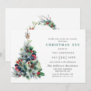 Wasserfarbener Pine Tree Holiday CHRISTMAS EVE Einladung