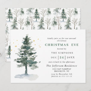 Wasserfarbener Pine Tree Holiday CHRISTMAS EVE Einladung