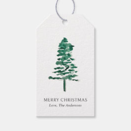 Wasserfarbener Pine Tree Moderne Weihnachten Geschenkanhänger