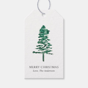 Wasserfarbener Pine Tree Moderne Weihnachten Geschenkanhänger